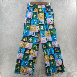 Lyre Bird Womens S Wren Pajama Pants Patchwork Camp Print Wide Leg